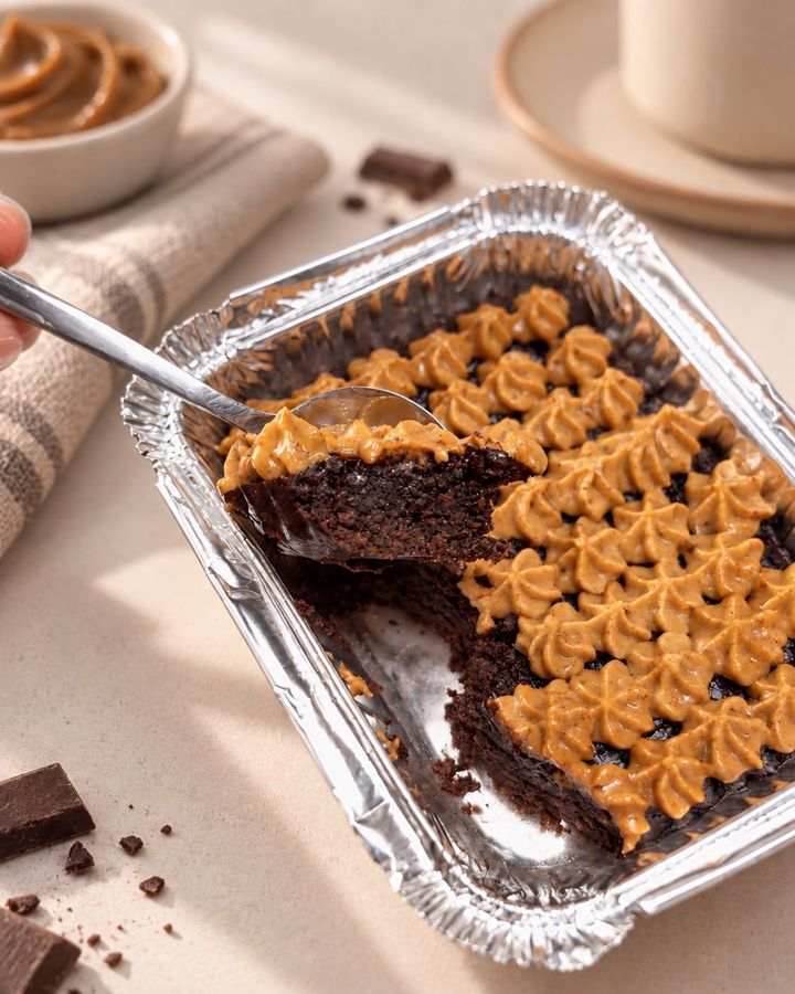 Brownie com doce de leite confeitado, na marmitinha